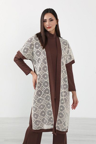 Aisha's Design Short Sleeve Lace Kimono Tunic - Sw-16