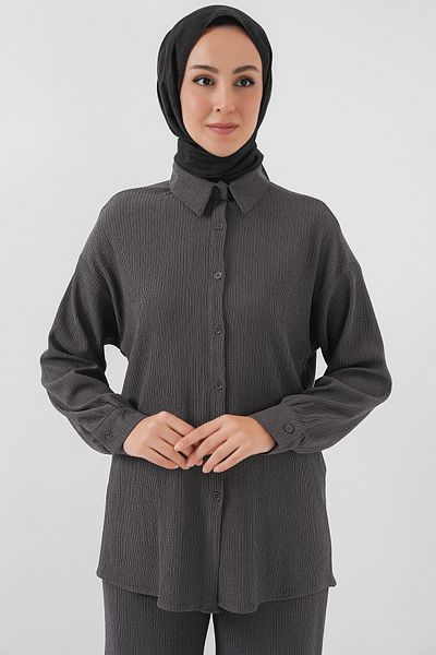 Bigdart T5858 Gestricktes Hijab-Doppelset - Anthrazit
