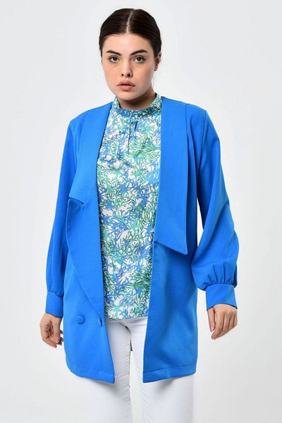 Kubos Moda Crew Neck Tank Top Blue Jacket Set