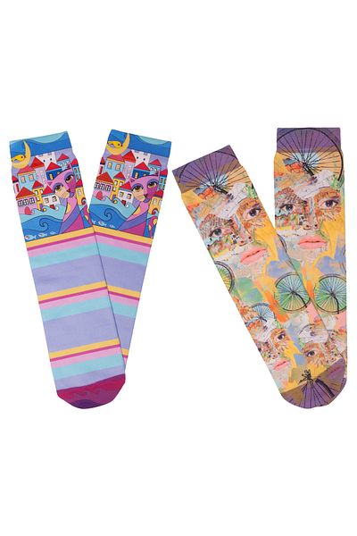 Biggdesign Cats Womens Socks 2 Pairs Premium Quality Women Crew Bulk Socks