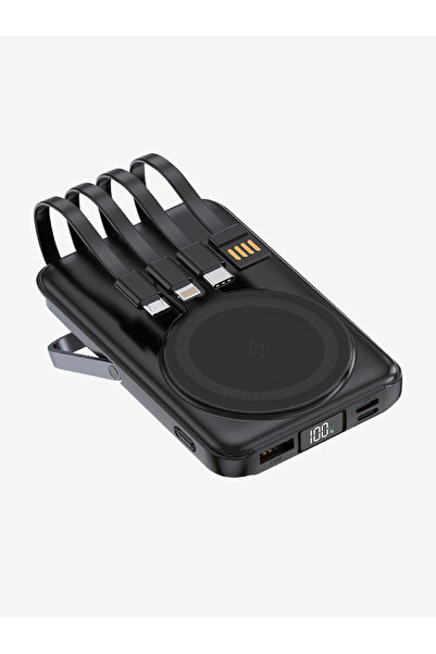 Linktech WF27 Mini LED Ekranlı Kablosuz Şarjlı 10.000 mAh Çoklu Kablolu Powerbank