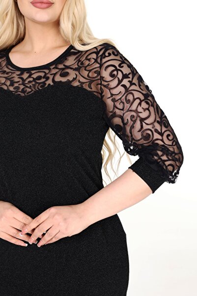 modayız Φόρεμα με λαμπερό ύφασμα με μανίκια 26B-2640