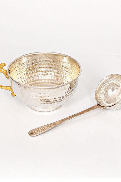 TADACAKSIN Copper Embroidered Ayran Cup and Spoon - Comfortable Cut