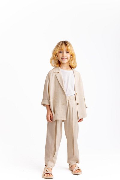 Oliven The Kid Unisex λινό μπλέιζερ και μπουφάν, φυσικό στυλ