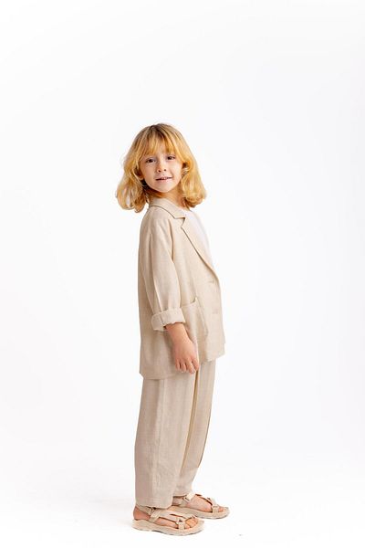 Oliven The Kid Unisex λινό μπλέιζερ και μπουφάν, φυσικό στυλ