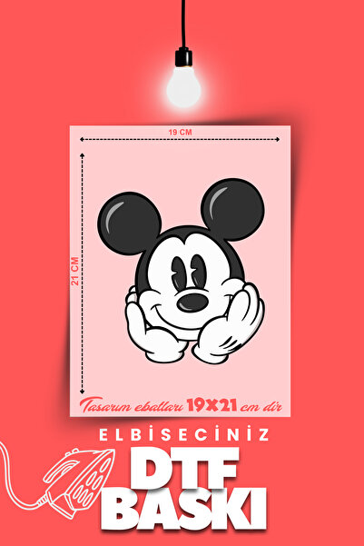 VİZYON İKRA "MİCKEY MOUSE" Temalı Ütü ile Yapışan Tişört Tekstil Transfer Dtf...