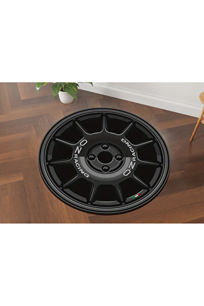 Rugs Modern Halı Alya Koleksiyonu Yuvarlak Siyah Jant Görünümlü Dokuma Taban ...