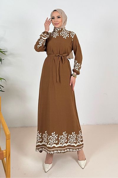 Bestenur Φόρεμα Delar Viscose 1349 - Καφέ Χρώμα