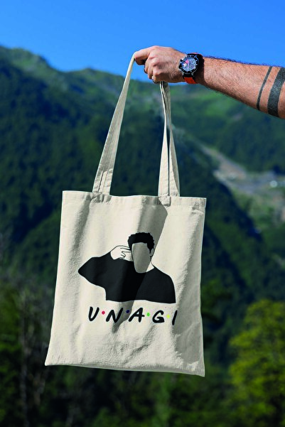 qoeuyl boutique Unagi Friends Ross Сувенірна сумка з принтом, 100% бавовна, бежева