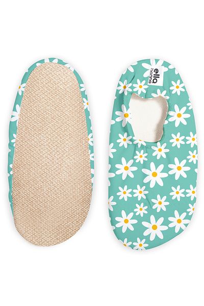 Ella Bonna Non-Slip Sole, Unisex Baby, Children's Sea Shoes, Pool Booties, Green Daisy