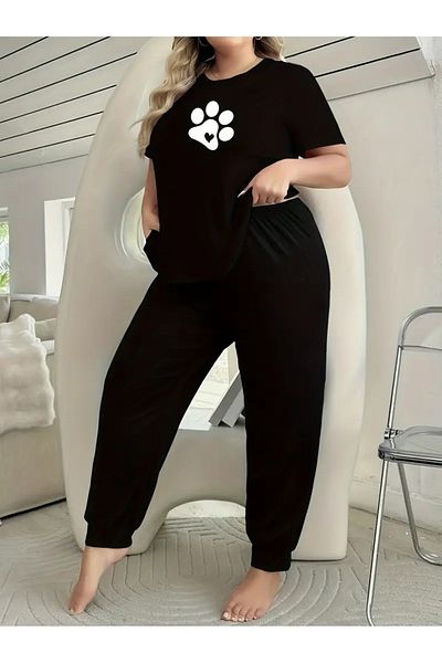DAXİS Sportwear Company Women's Printed Tracksuit Set T-Shirt Jogger Sweatpants - Bottom Top Set