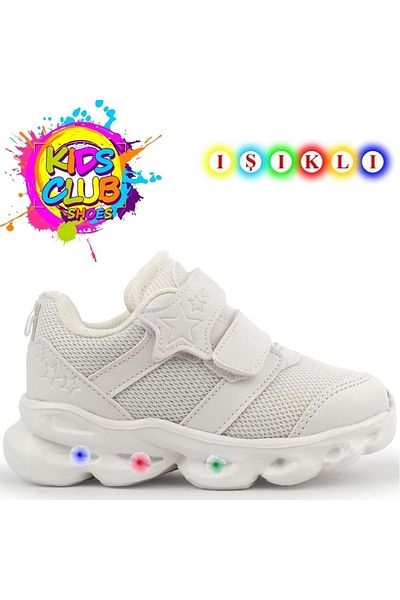 Kids Club Shoes Cool Caty 25- Orthopedic Lighted Baby Sneakers - White