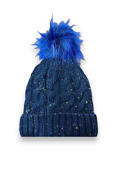 FORMO Women's Navy Blue Plush Pompom Winter Soft Beret