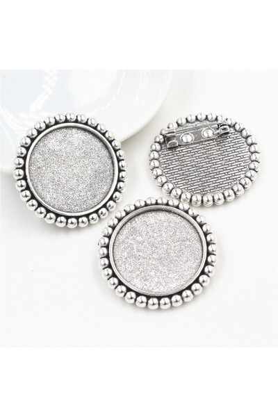 Wadsfred 5 قطع فضية عتيقة مقاس داخلي 25 مم مطلية بالفضة العتيقة بروش أسود برو...