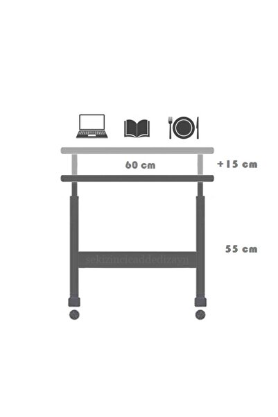 servetavcı Yükseklik Ayarlı Laptop Sehpası Ve Çalışma Masası - Atlantik Çam (TEKERLİ) - 60x40