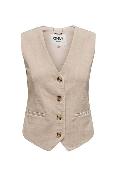 ONLY سترة نسائية كريمية ONLTIGGY S/L FIT CORD VEST TLR
