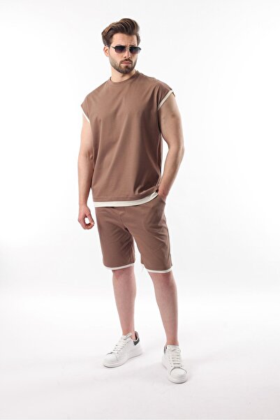 Madmext Vizon Sıfır Kol Erkek Şort T-shirt Takım E7308