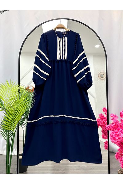 YEDİLALE Pompon Embroidered Tessettur Dress