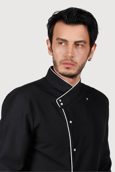 isinigiy Black and White Piping Cook Jacket