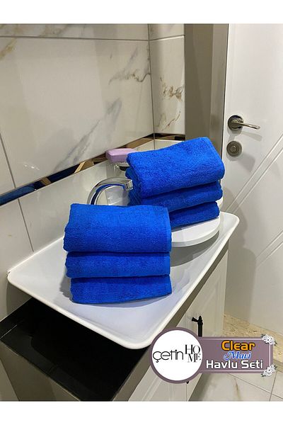 Çetinhome Σετ πετσετών μπλε 6 τεμαχίων βαμβακερά