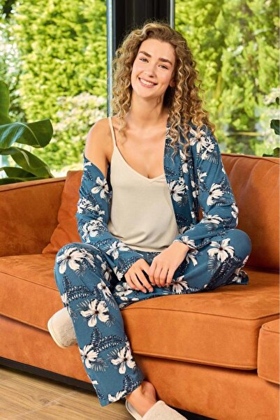 ARMİLLİA DİMODA Aydoğan ženska Cvetni dezen plava 95% Viskoza 5% elastan tkan...