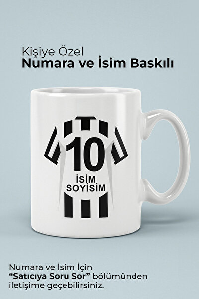 Genel Markalar Kişiye Özel Siyah Beyaz Taraftar Tasarımlı Kupa Bardak ve Tara...