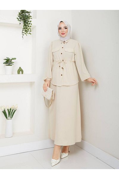 MODA EGE Ayrobin Fabric Waist Skirt Suit