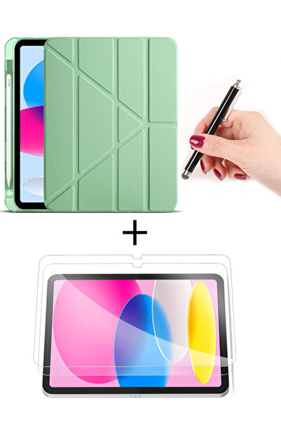 Nezih Case iPad 11. Nesil A16 2025 11 Inch Kalem Bölmeli Uyku Modlu Kılıf + Ekran Koruyucu + Dokunmatik Kalem