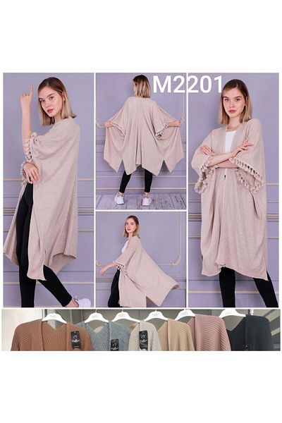 ÇALIKUŞU TRİKO Wren Knitwear Shawl, Hijab, Poncho Mink Color M2215