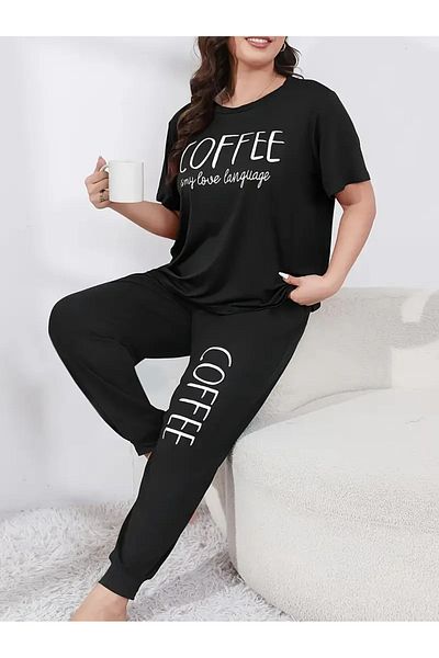 DAXİS Sportwear Company Women's Printed Tracksuit Set T-Shirt Jogger Sweatpants - Bottom Top Set