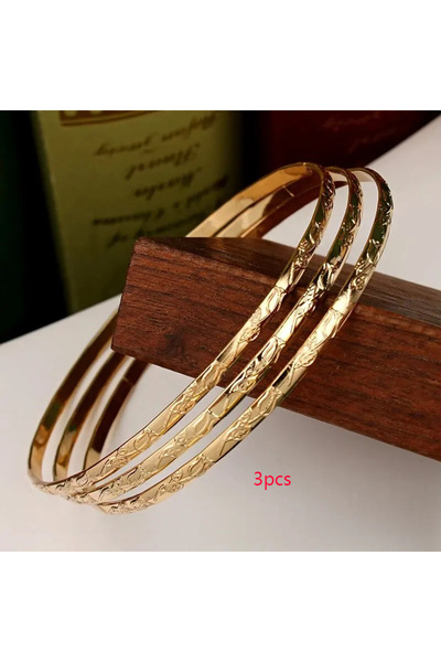 Choice 3 قطع من أساور Herseygold المعدنية الرفيعة المطلية بالذهب المنحوتة على...