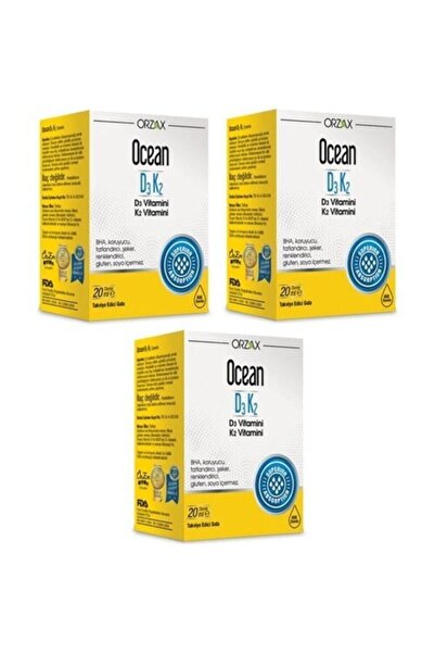 Ocean Vitamin D3k2 Damla 20 Ml 3'lü Paket (miad 04/2022)