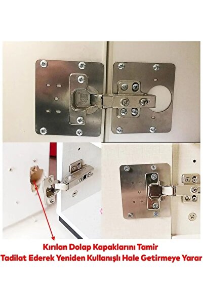KAMPASİST Paslanmaz Çelik Menteşe Onarım Plakası Menteşe Tamir Sacı Dolap Tam...