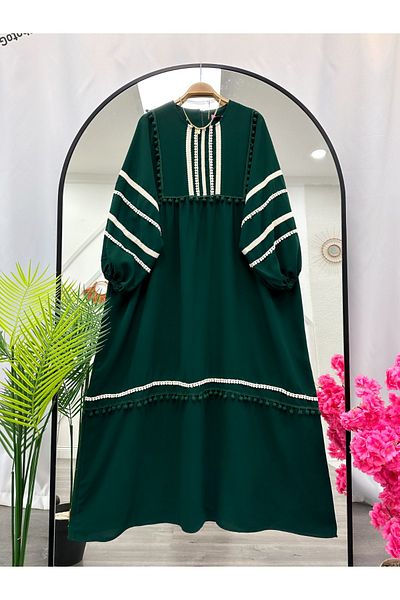 YEDİLALE Pompon Embroidered Tessettur Dress