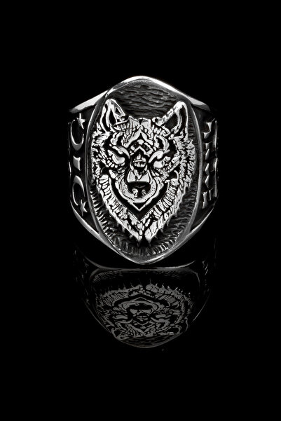 OTTOTESBİH Kurt Figürlü Okçu Zihgir Ayarlanabilir 14gr 925 Ayar Gümüş Yüzük