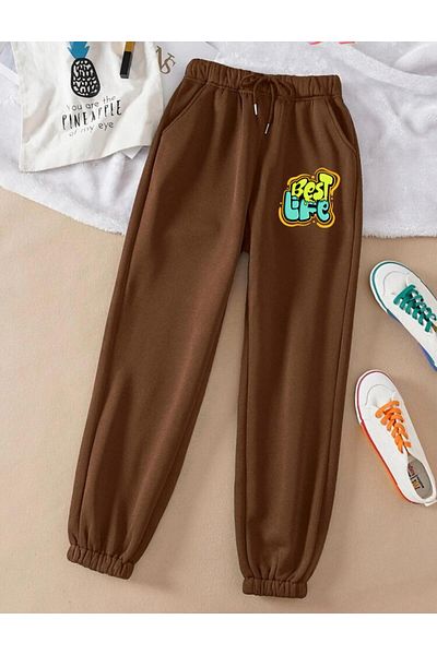 RPT MODA ΦΟΡΜΑ JOGGER ΜΕ ΕΛΑΣΤΙΚΕΣ ΤΣΕΠΕΣ BEST LIFE PRINTED JOGGER BOTTOM TRACKSUIT