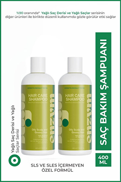 ENZYM COSMETICS Yağlı saç derisi ve Yağlı saçlar için Saç Bakım Şampuanı 400 ml (2 Adet)