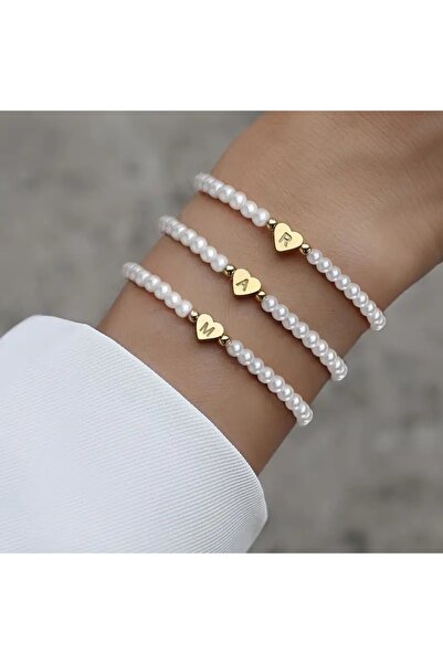 Choice A 26 Letters Initial Bracelet For Women Faux Pearl Bracelet Fashion Wo...