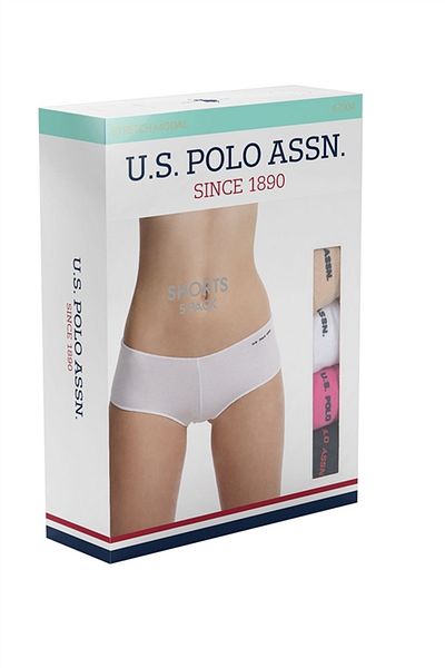 U.S. Polo Assn. Polo Assn din SUA. 67004 Pantaloni scurți elastici din 5 piese pentru femei - negru, piele, alb, piele și alb