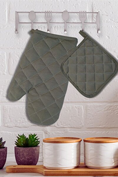 Home Oven Mitts and Pot Holders Set - (1 Mitt - 1 Pot Holder) - Fireproof and Heat Resistant