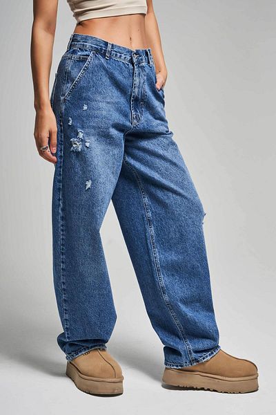 its basic Női T.Jeans színű 10S5-4 Skater Fit laza szabású 100% pamut farmer farmer szakadt részletekkel