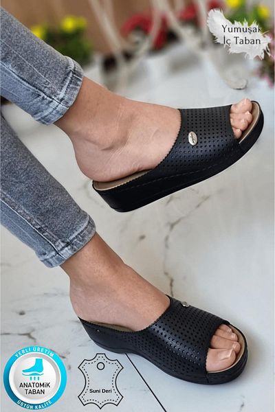 Neon Shoes Criminal Women's Stylish Laser Patterned Daily Orthopedic Sole Slippers Guest Young Mother Out Home Slippers