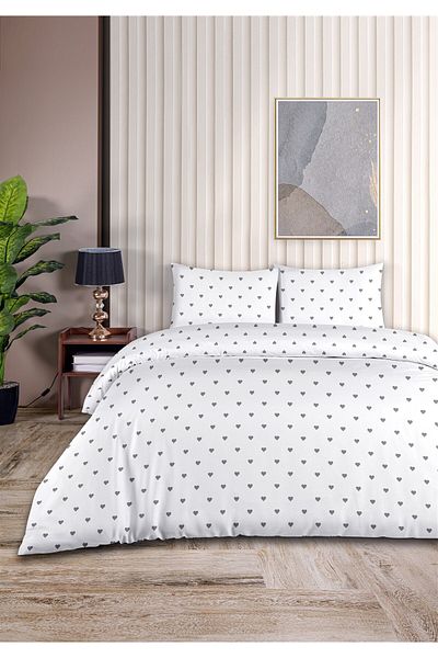 Evim Lovely 100% Cotton Akfil Cotton Σετ Παπλωματοθήκη Διπλό 200x220cm Γκρι