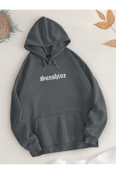 De Carte سويت شيرت بقلنسوة كاجوال مطبوع عليه Sunshine للرجال والنساء