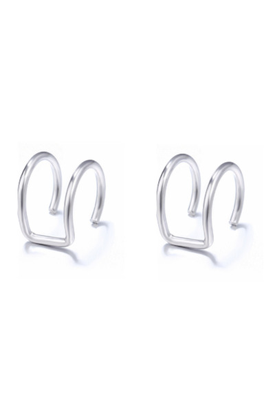 Choice أقراط فضية من الفولاذ المقاوم للصدأ مكونة من قطعتين مع مشبك غضروف للأذ...