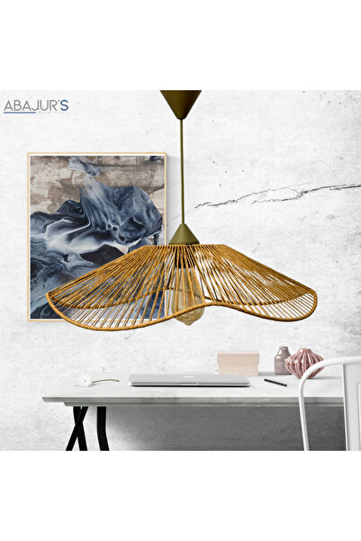 DzynLighting EL YAPIMI TEKLİ SARKIT HASIR ÖRME İP