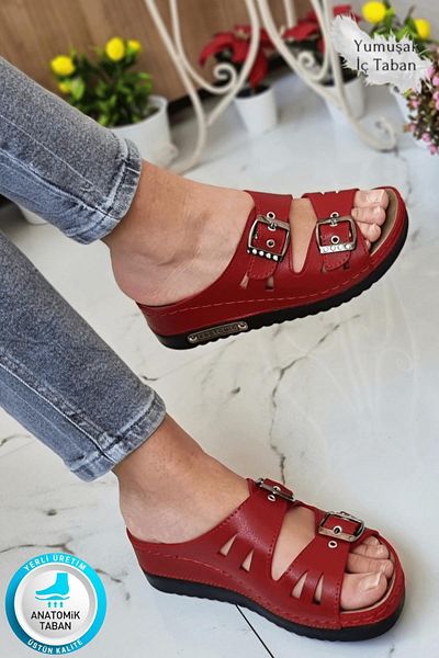 Neon Shoes Darma Women's Daily Slippers Double Band Stone Buckle Orthopedic Sole Mother Outdoor & Indoor Slippers