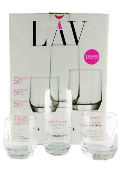 levent Lavdiamond 18-Piece Glass Set 18 Pieces