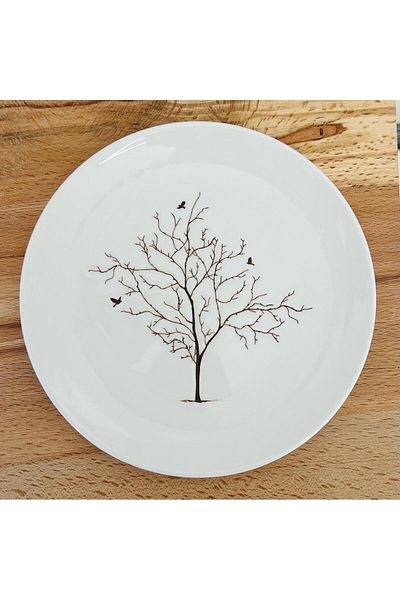 SARE Porcelain Cake Plate 100% Porcelain Dessert Plate Breakfast (Piece of 2)