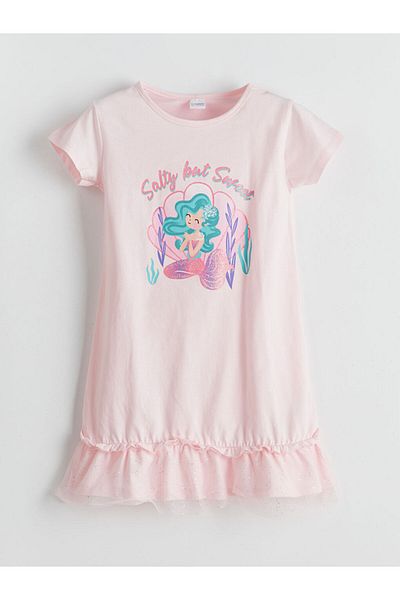 LC Waikiki Cămașă de noapte pentru fetiță LCW Kids Pink Crew Deck